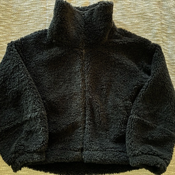 Lululemon Fleece Sherpa Zip Jacket Black size 4 - Picture 1 of 6